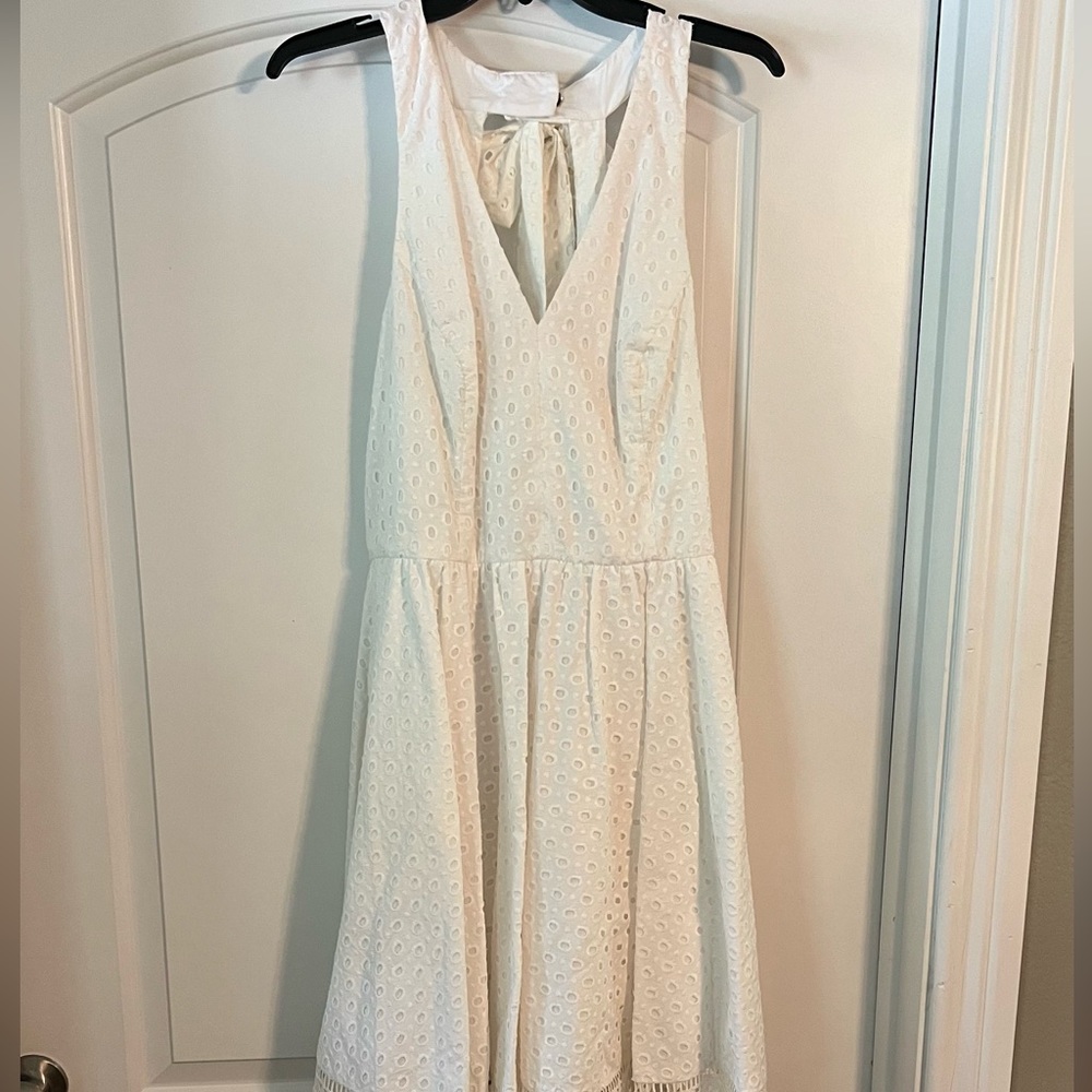 Eliza J Eyelet halter dress